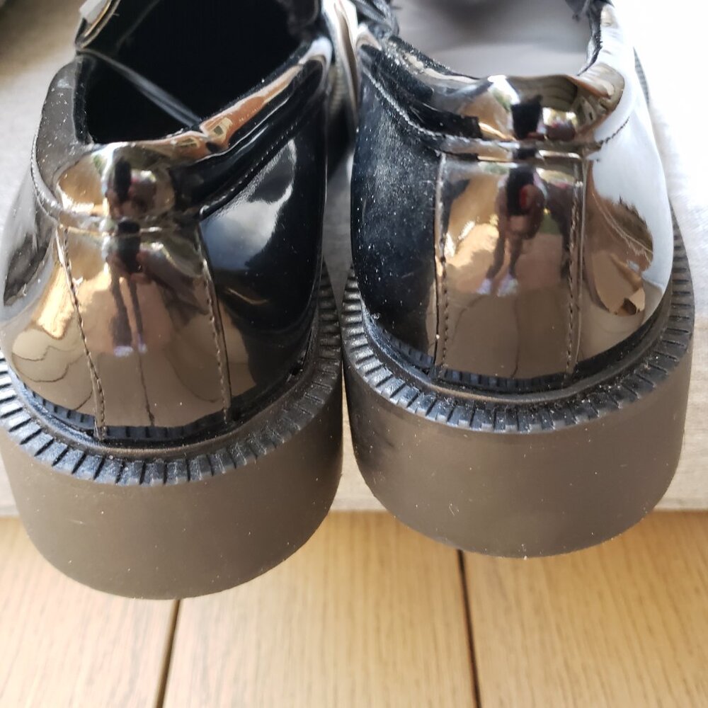 BNWT ZARA faux patent leather elevated penny loafers jet black (7.5) - Picture 5 of 9